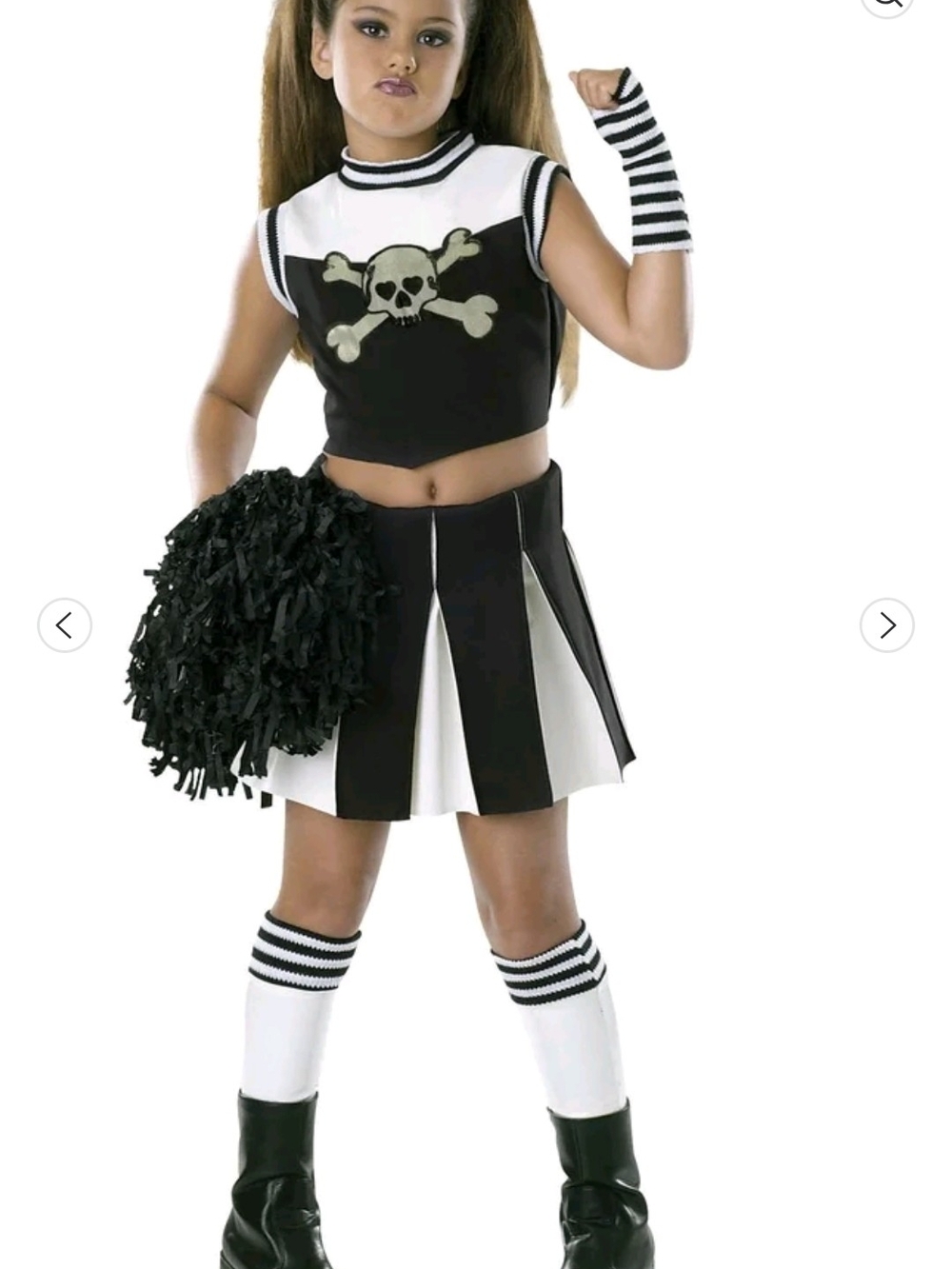 Black & White Skull Cheerleader Kids Costume - Unbranded